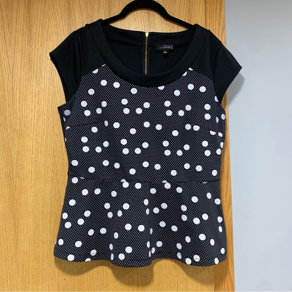 The Limited Polka Dot Peplum Top - Size Large